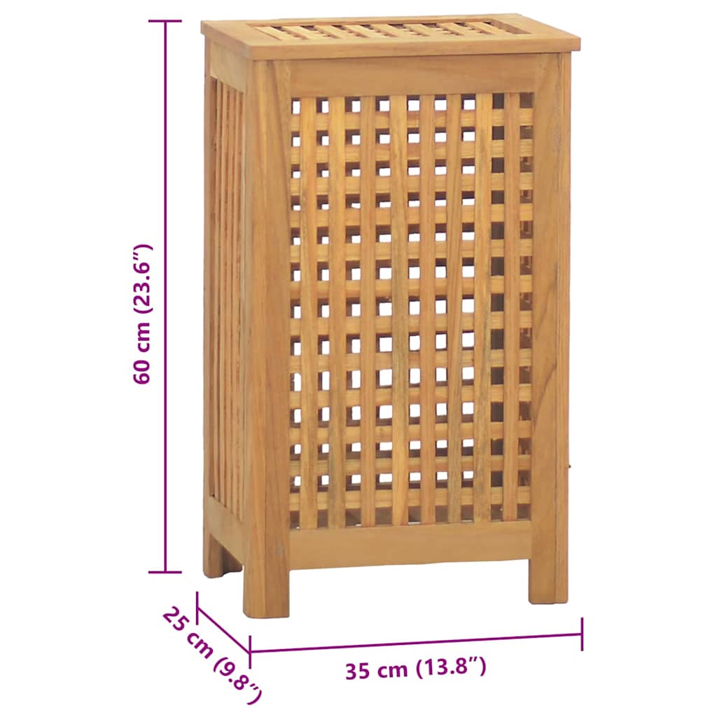 Košara za rublje 35 x 25 x 60 cm od masivne tikovine