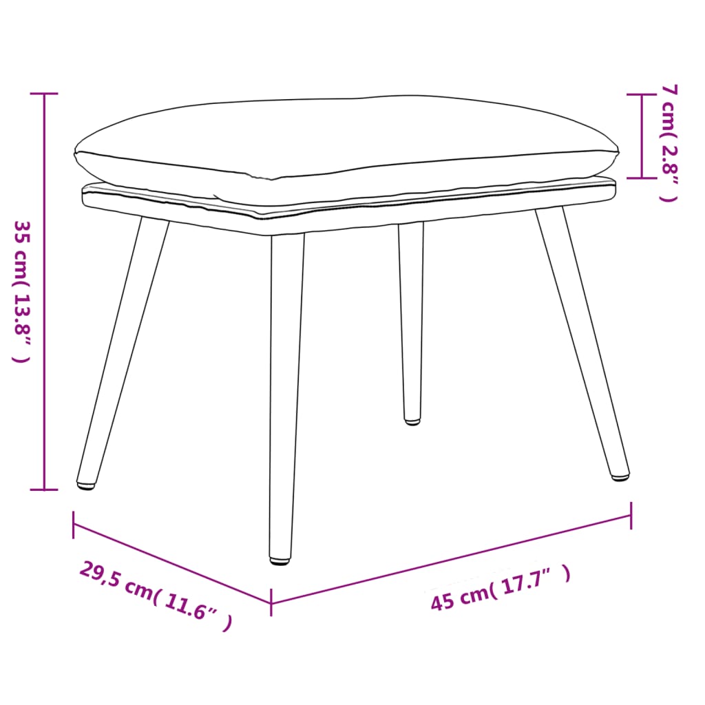 Tabure plavi 45x29,5x35 cm od tkanine i umjetne kože