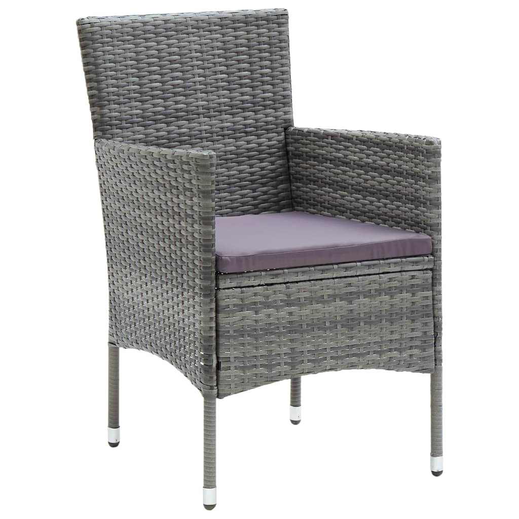 9-dijelni vrtni blagovaonski set od poliratana s jastucima crni Siva Dužina stola 190 cm