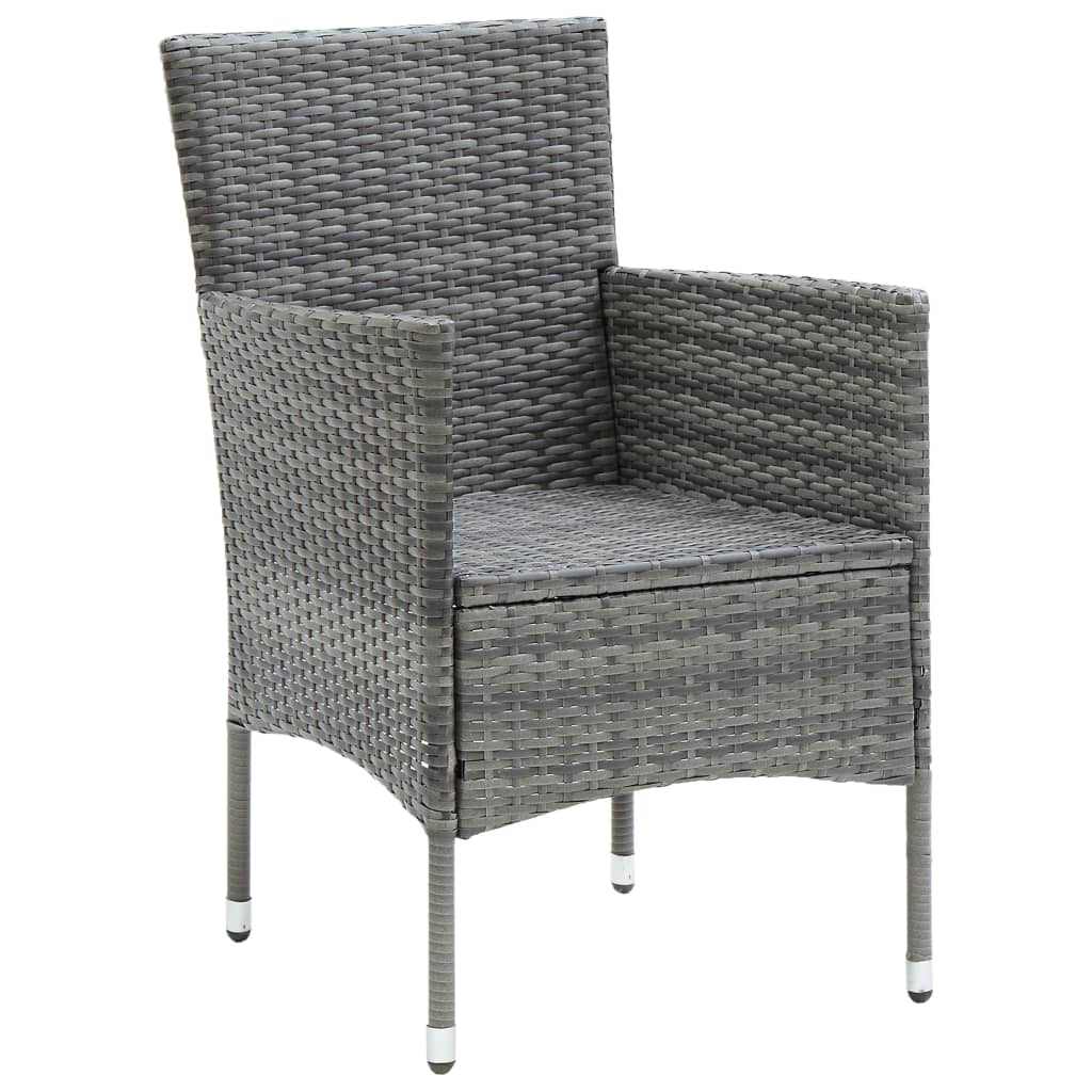 9-dijelni vrtni blagovaonski set od poliratana s jastucima crni Siva Dužina stola 190 cm