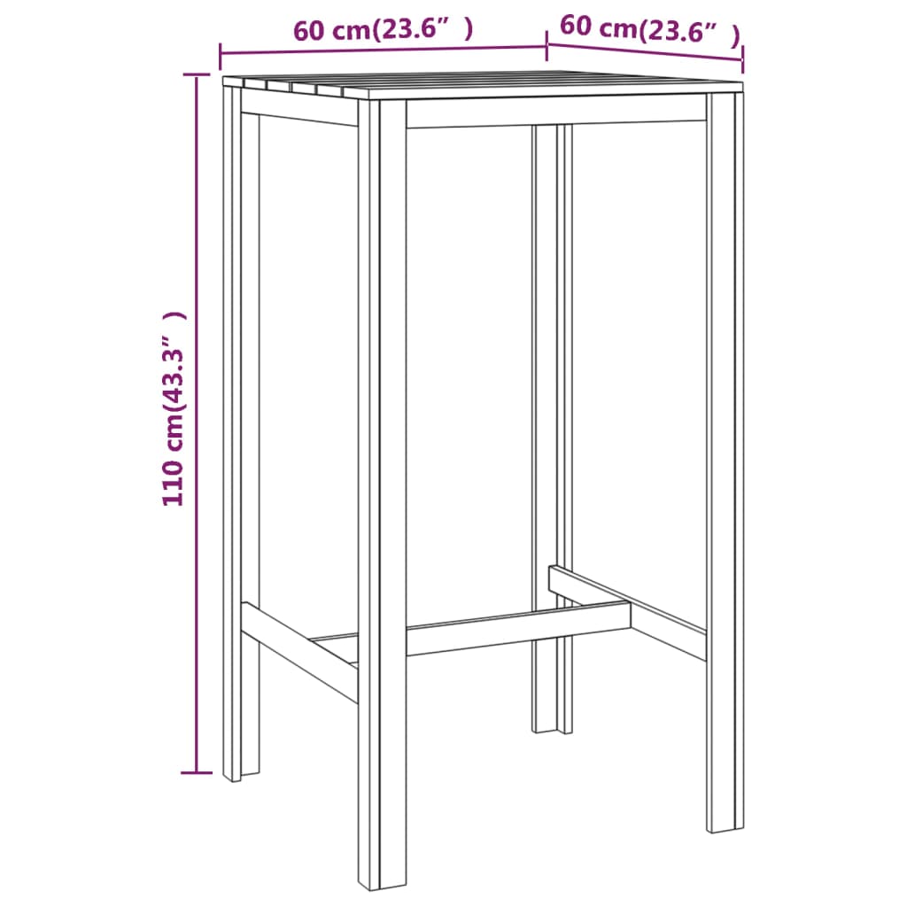 Barski stol 60 x 60 x 110 cm od impregnirane borovine