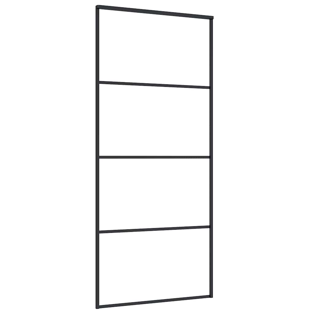 Klizna vrata od mutnog stakla ESG i aluminija 90 x 205 cm crna