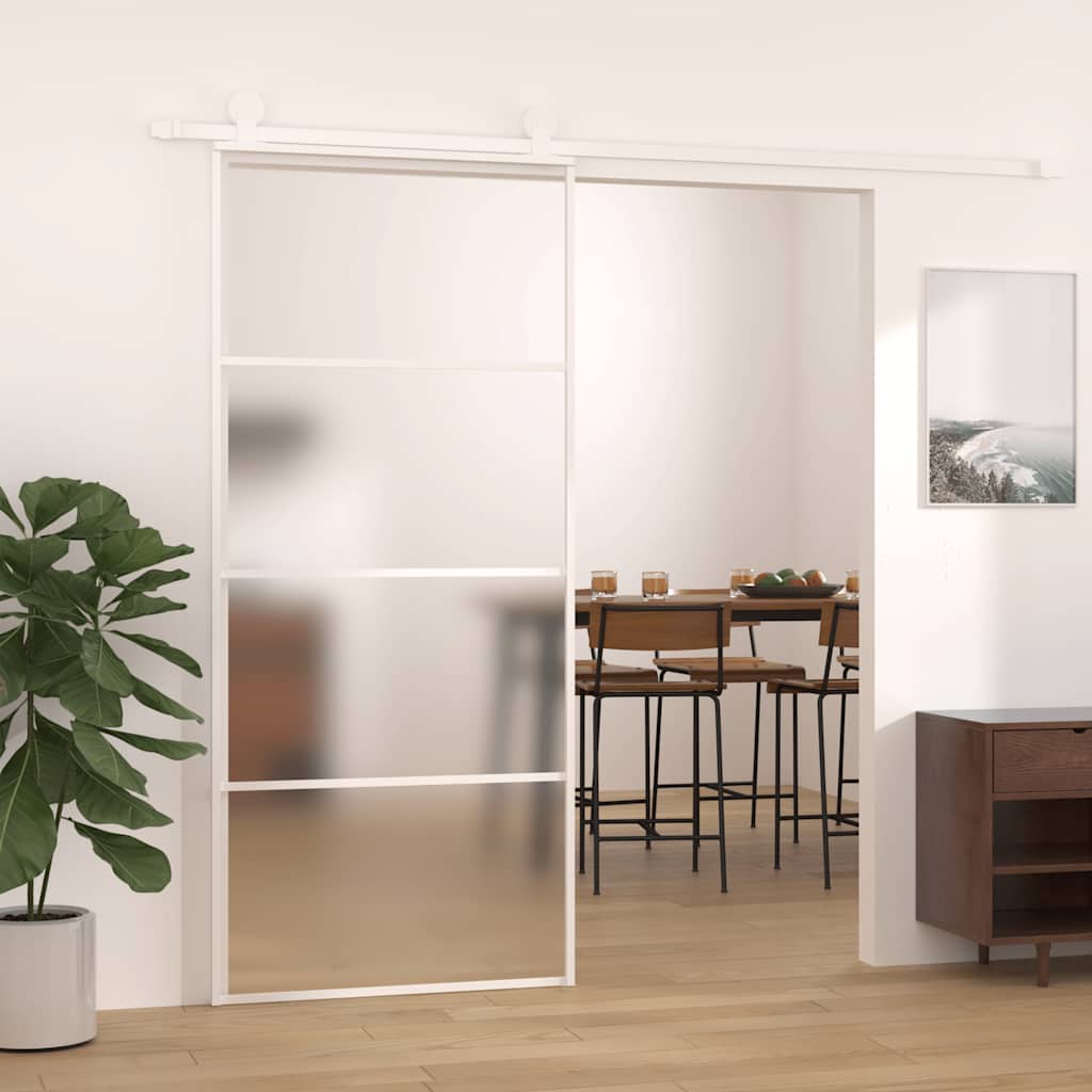Klizna vrata od mutnog stakla ESG i aluminija 90x205 cm bijela