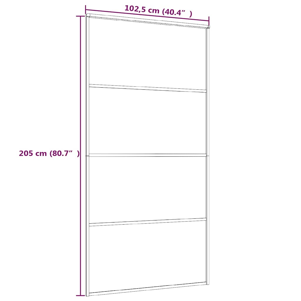Klizna vrata od mutnog stakla ESG i aluminija 102,5x205 cm crna