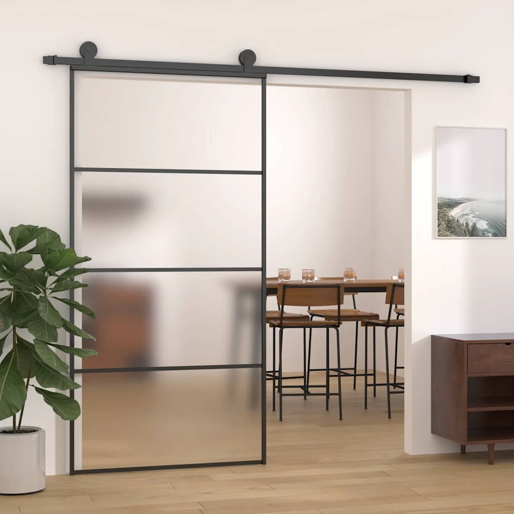 Klizna vrata od mutnog stakla ESG i aluminija 102,5x205 cm crna
