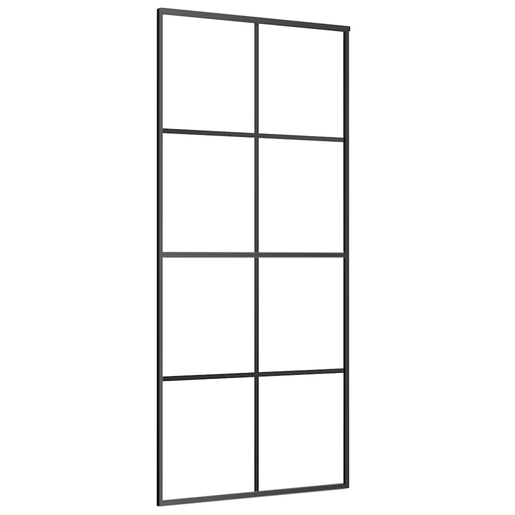 Klizna vrata crna 90 x 205 cm od stakla ESG i aluminija