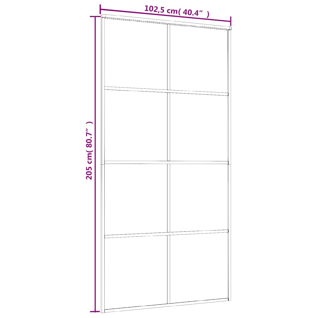 Klizna vrata crna 102,5 x 205 od stakla ESG i aluminija cm