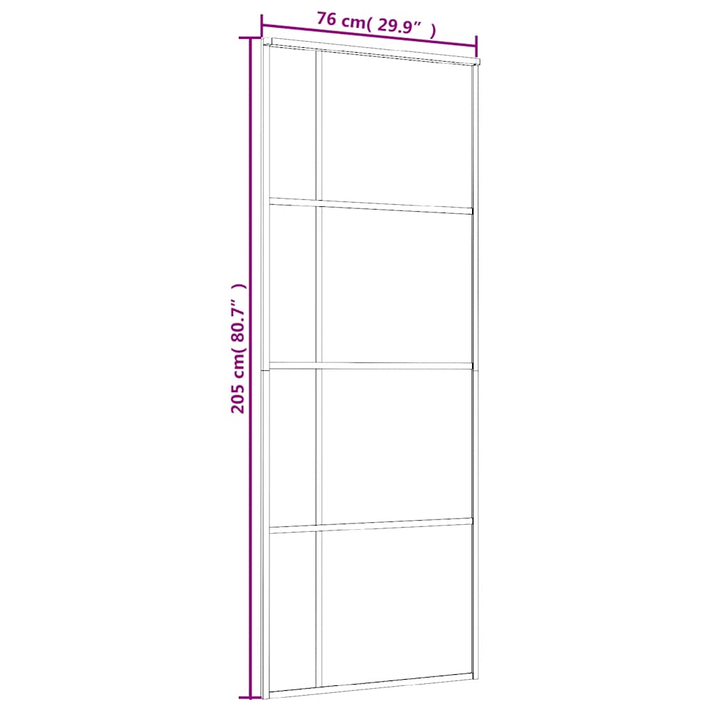Klizna vrata od stakla ESG i aluminija 76 x 205 cm crna