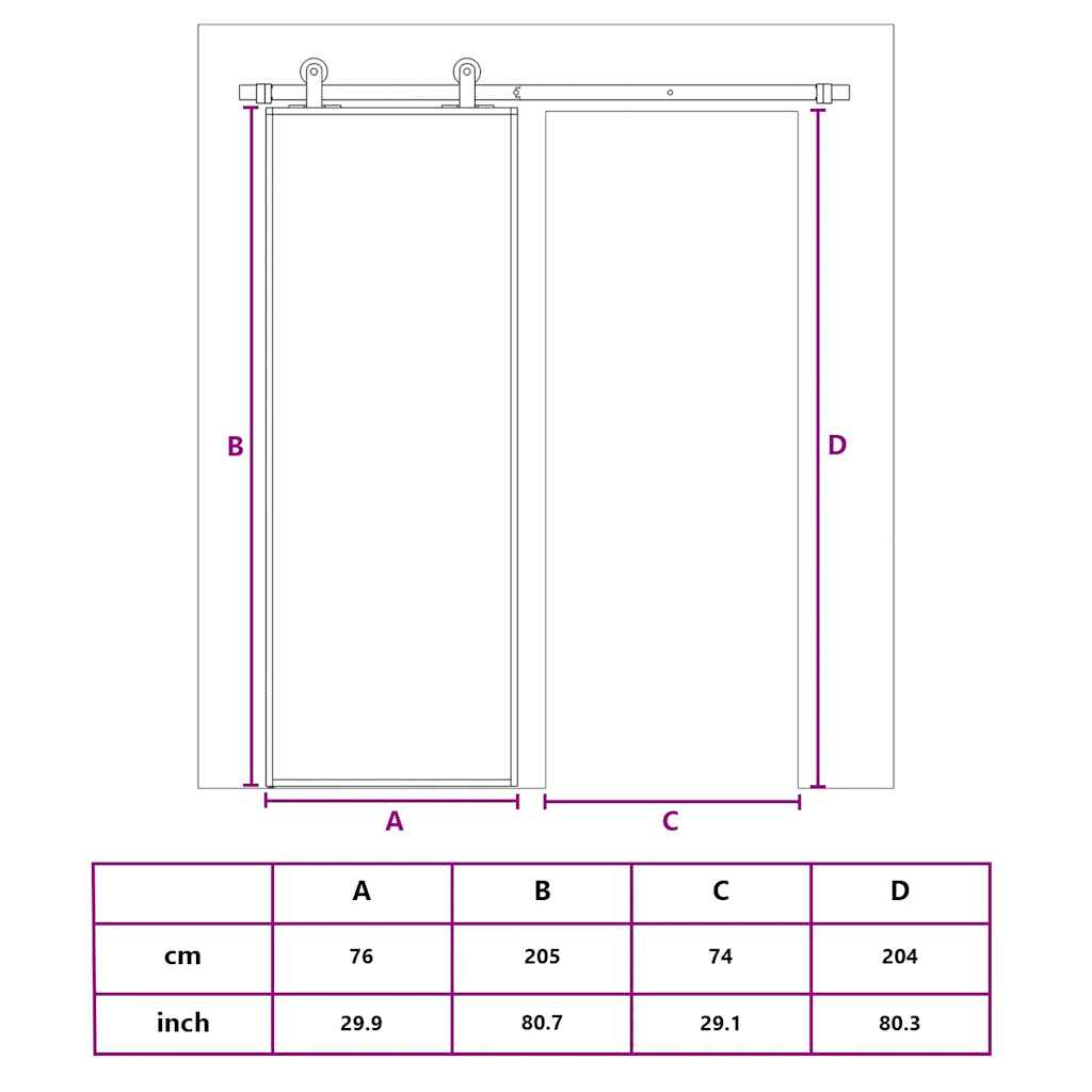 Klizna vrata od stakla ESG i aluminija 76 x 205 cm crna