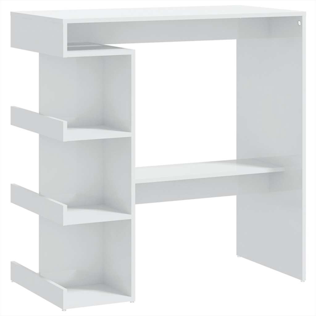 Barski stol sa stalkom za pohranu sjajni bijeli 100x50x101,5 cm