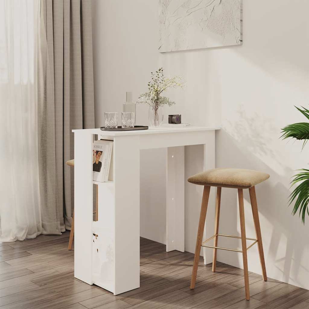 Barski stol s policom bijeli 102x50x103,5 cm konstruirano drvo