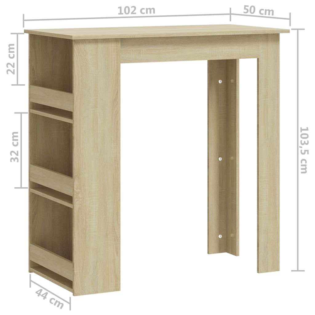Barski stol sa stalkom boja hrasta 102 x 50 x 103,5 cm drvena