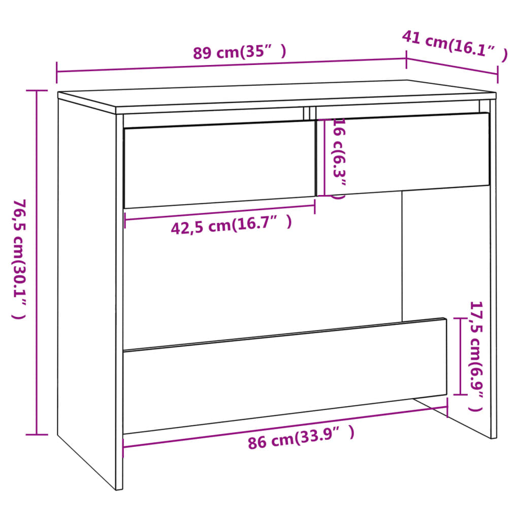 Konzolni stol boja hrasta 89 x 41 x 76,5 cm konstruirano drvo
