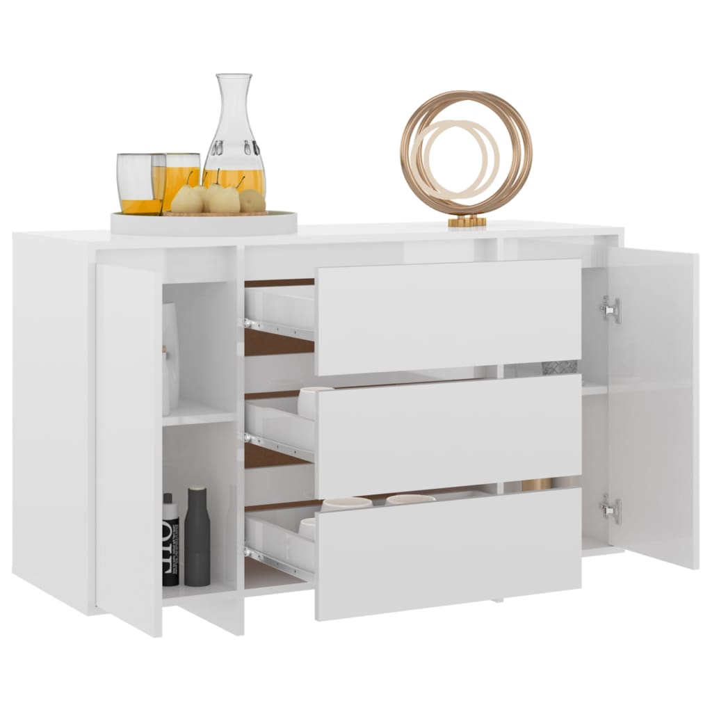 Komoda s 3 ladice sjajna bijela 120x41x75 cm konstruirano drvo