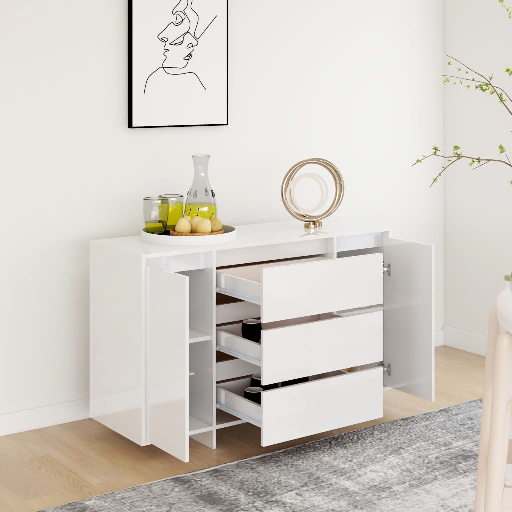 Komoda s 3 ladice sjajna bijela 120x41x75 cm konstruirano drvo