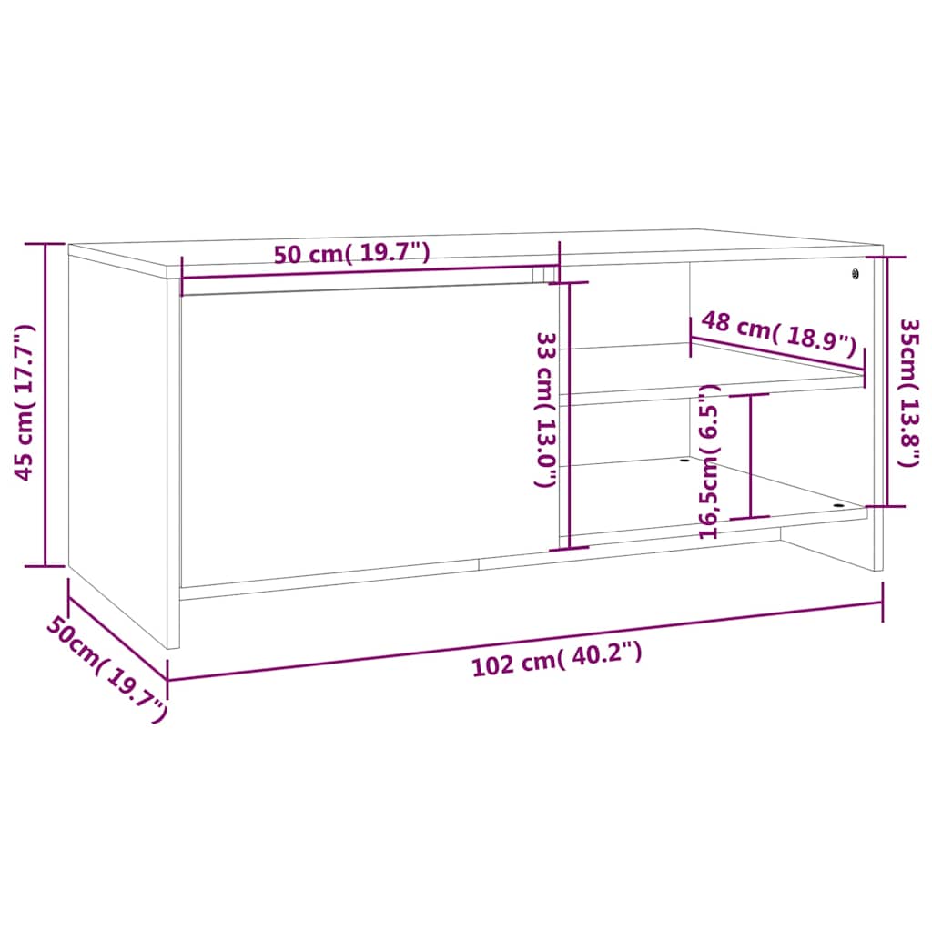 Stolić za kavu bijeli 102 x 50 x 45 cm od konstruiranog drva