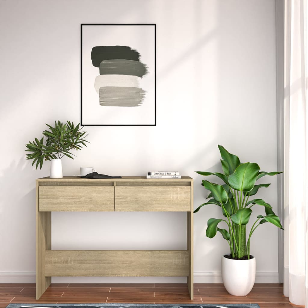 Konzolni stol boja hrasta 100 x 35 x 76,5 cm konstruirano drvo