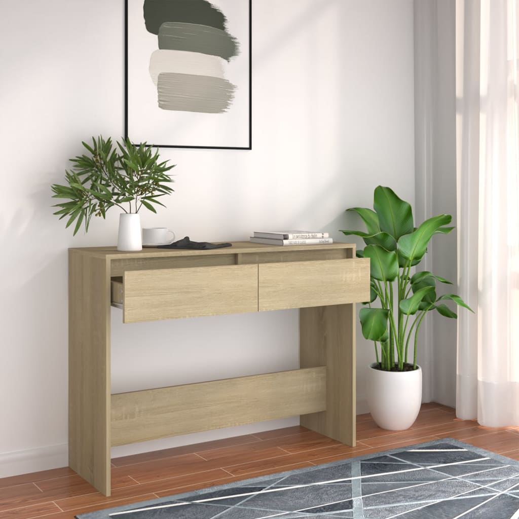 Konzolni stol boja hrasta 100 x 35 x 76,5 cm konstruirano drvo