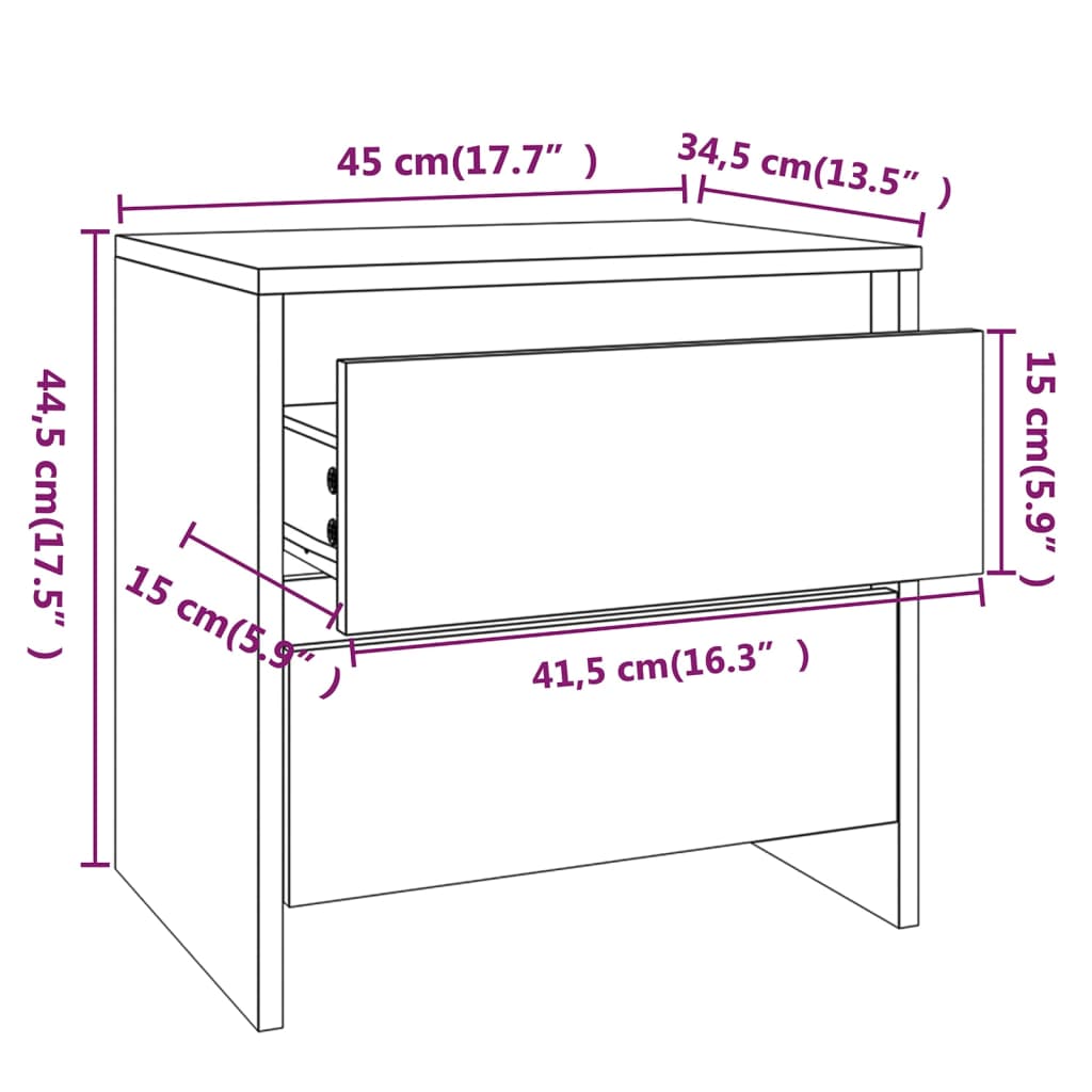 Noćni ormarići 2 kom bijeli 45x34,5x44,5 cm konstruirano drvo