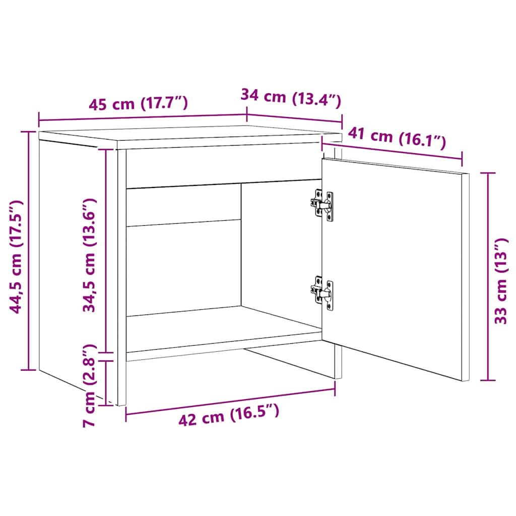 Noćni ormarići 2 kom bijeli 45 x 34 x 44,5 cm konstruirano drvo