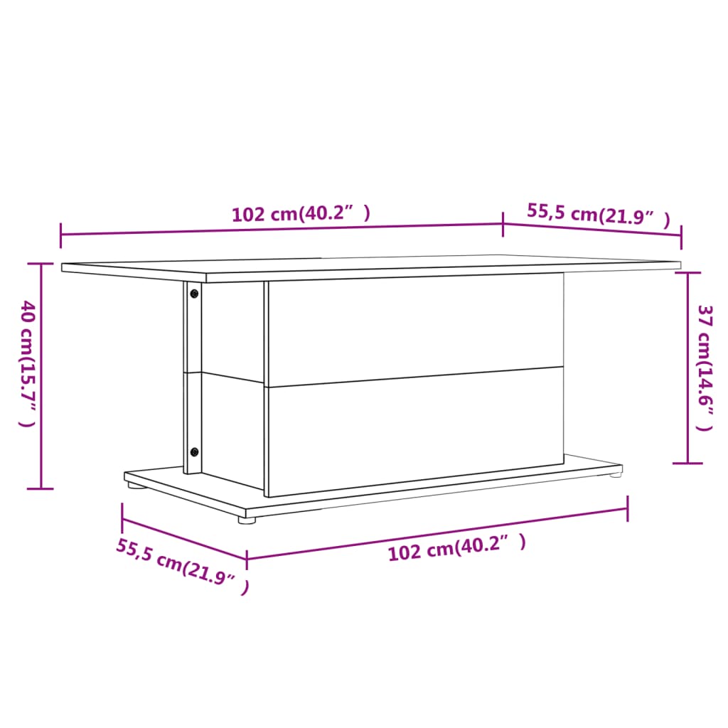 Stolić za kavu boja hrasta 102 x 55,5 x 40 cm konstruirano drvo