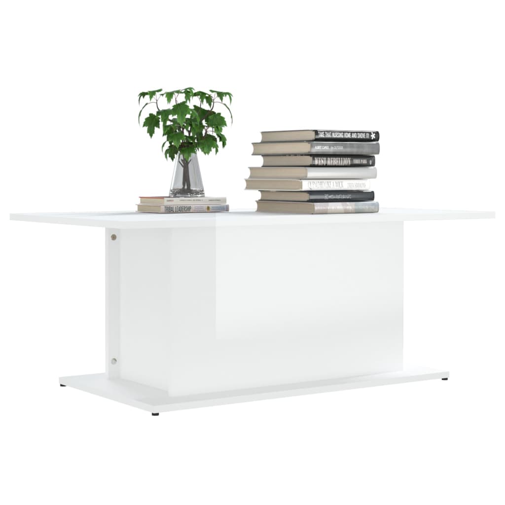 Stolić za kavu sjajni bijeli 102x55,5x40 cm konstruirano drvo