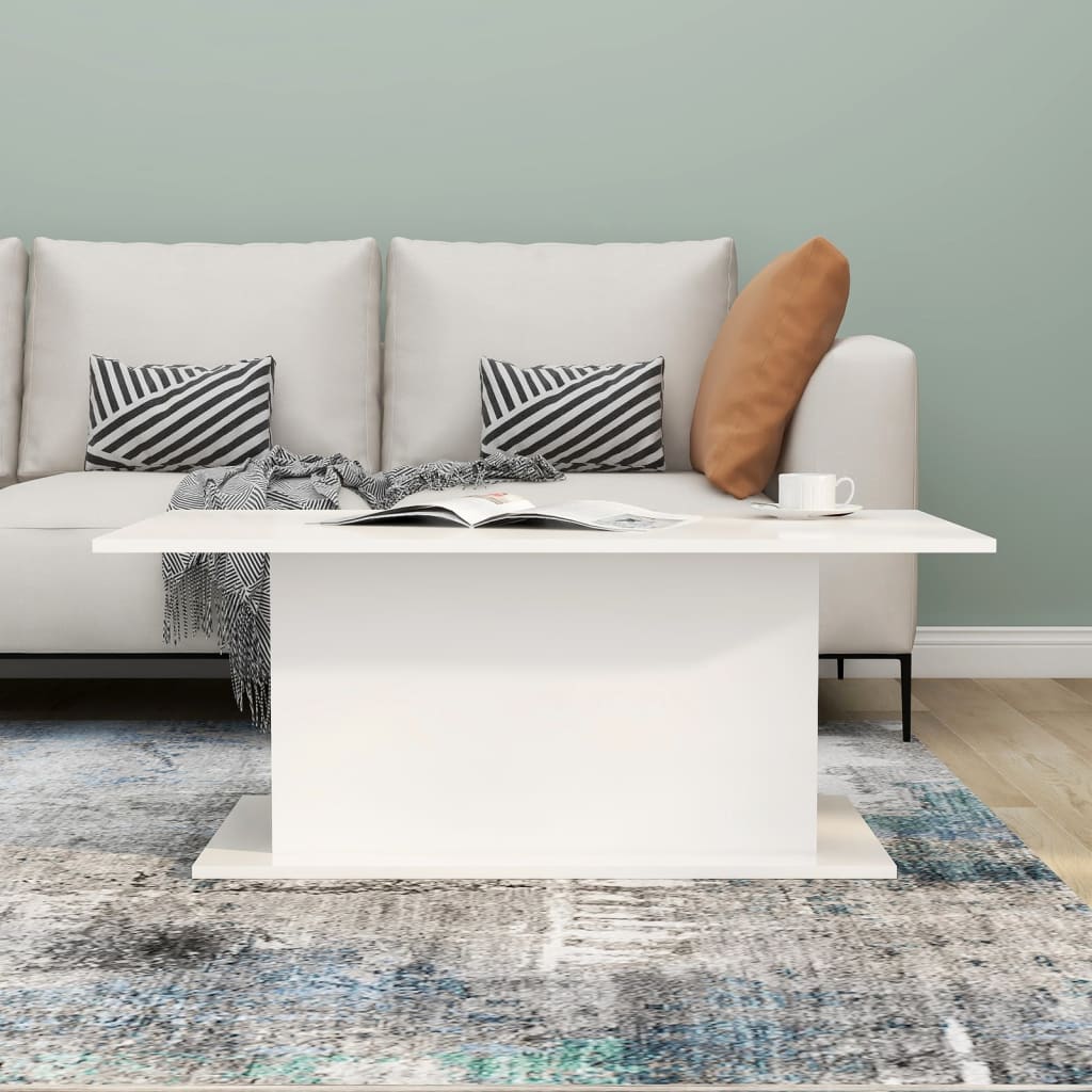Stolić za kavu sjajni bijeli 102x55,5x40 cm konstruirano drvo