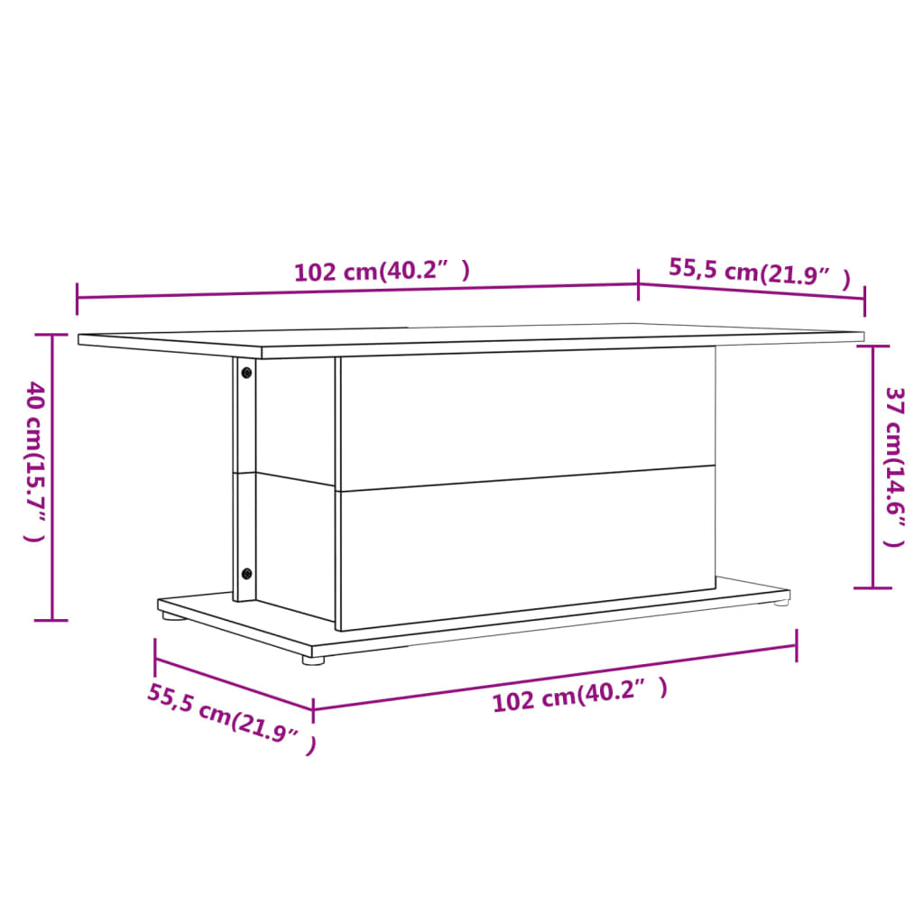 Stolić za kavu sjajni bijeli 102x55,5x40 cm konstruirano drvo