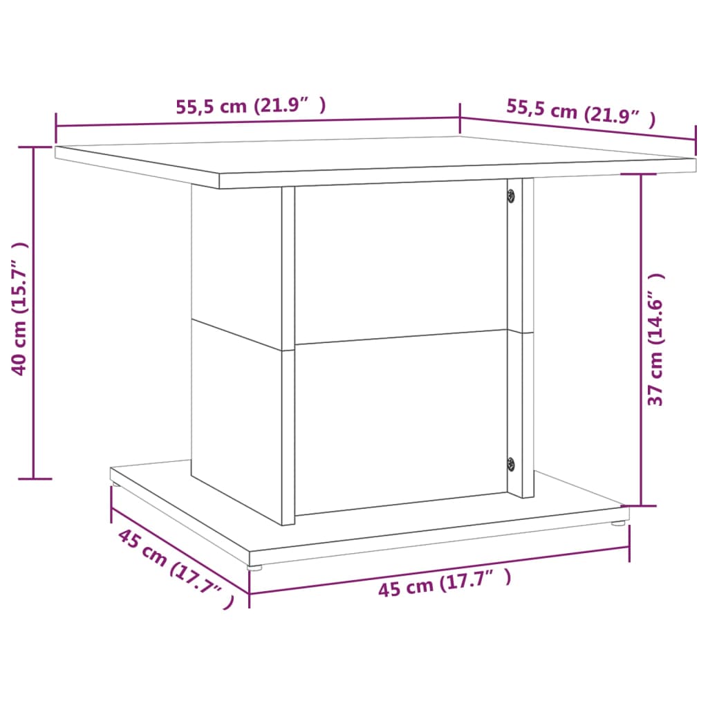 Stolić za kavu boja hrasta 55,5x55,5x40 cm konstruirano drvo
