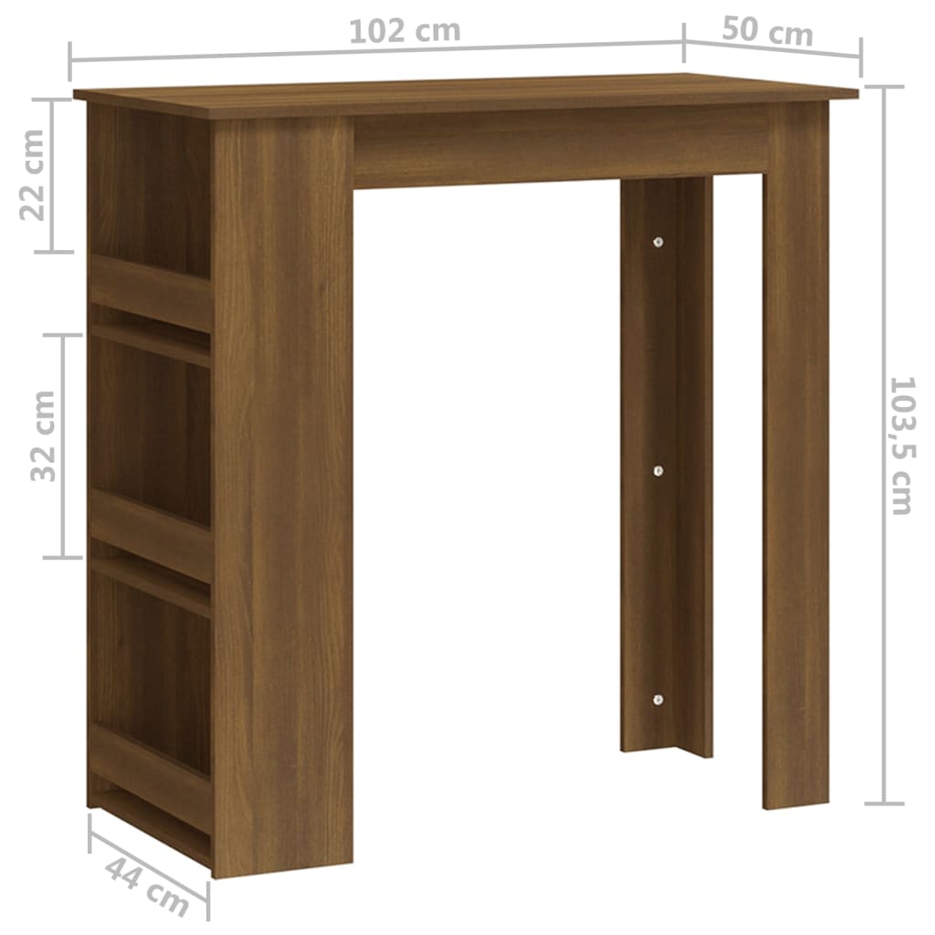 Barski stol sa stalkom smeđa boja hrasta 102x50x103,5 cm drveni