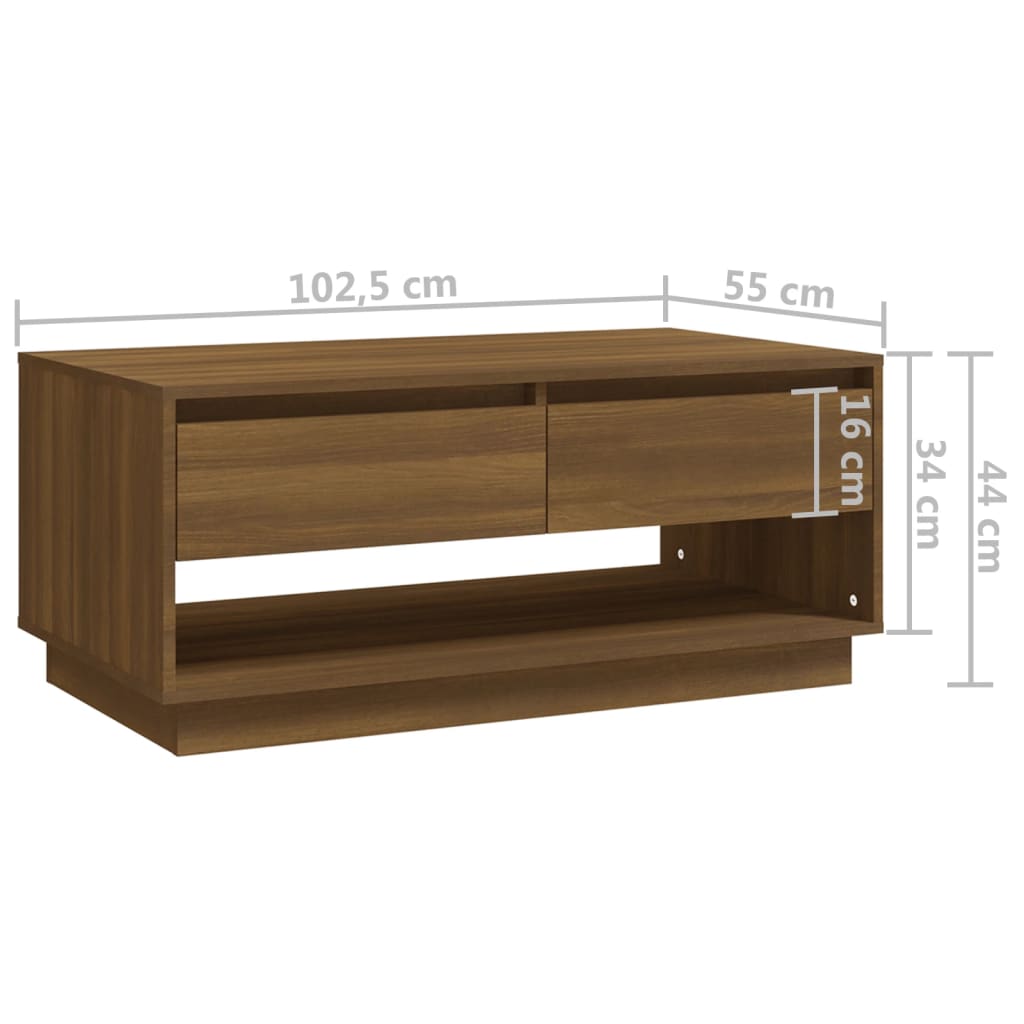 Stolić za kavu boja hrasta 102,5 x 55 x 44 cm konstruirano drvo