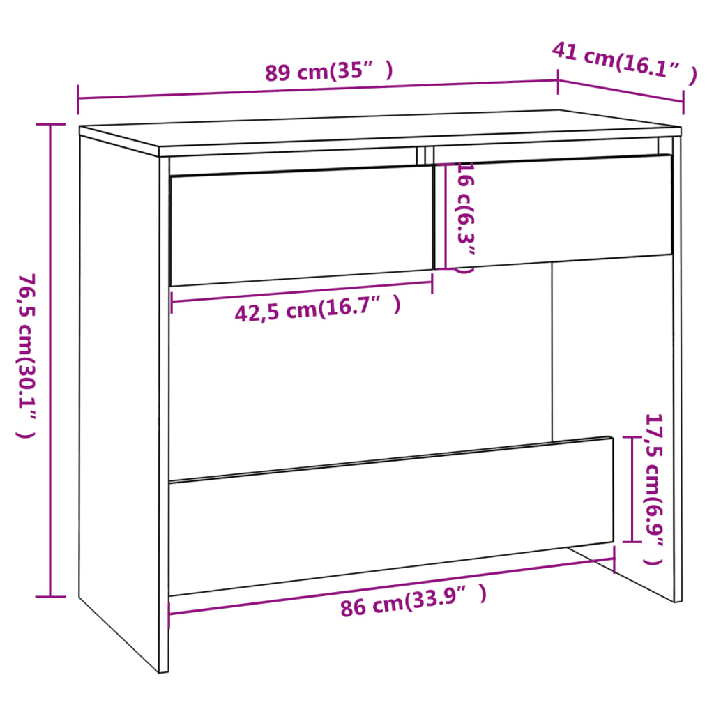 Konzolni stol siva boja hrasta 89x41x76,5 cm konstruirano drvo