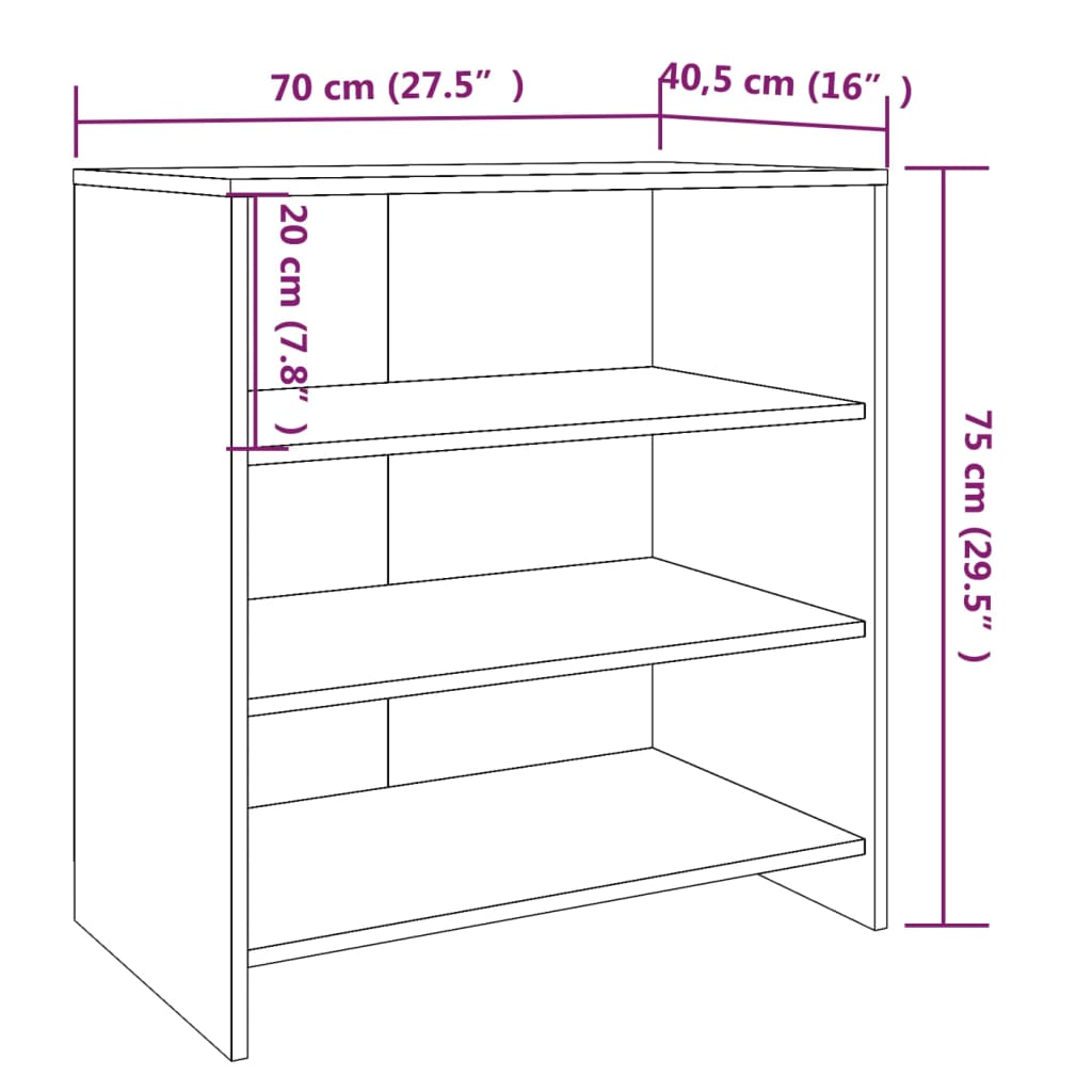 Komoda dimljena boja hrasta 70 x 40,5 x 75 cm konstruirano drvo