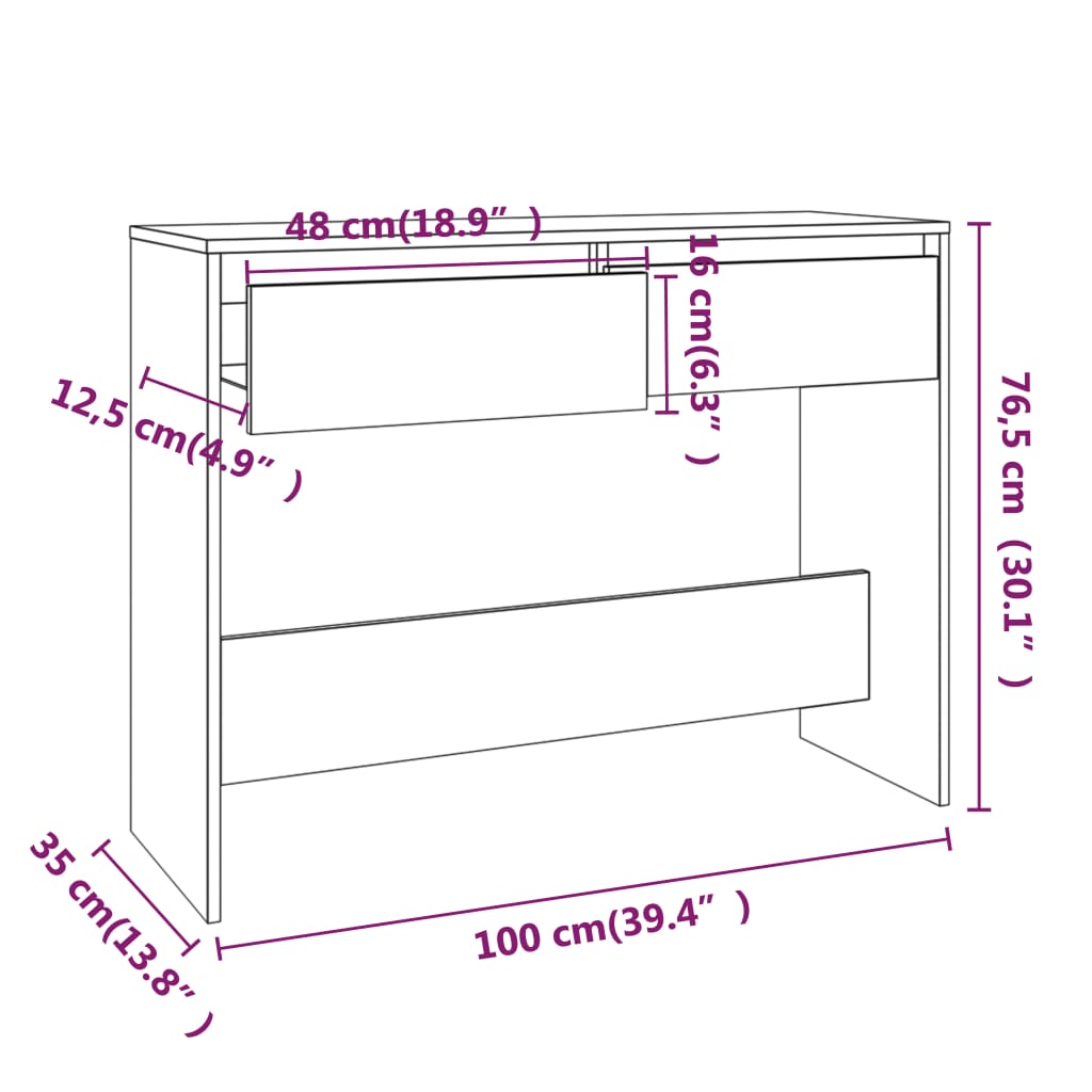 Konzolni stol boja hrasta 100x35x76,5 cm od konstruiranog drva