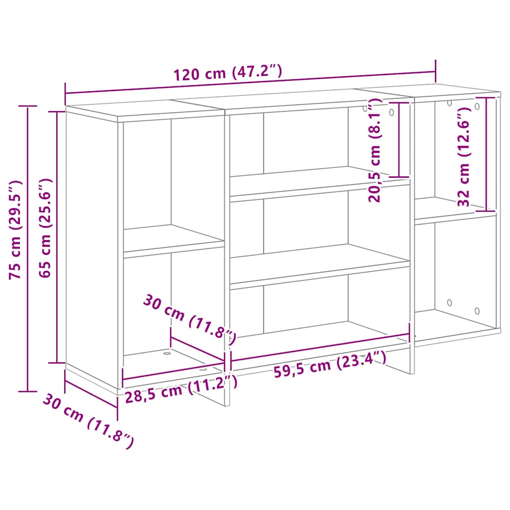 Komoda siva boja hrasta 120 x 30 x 75 cm od konstruiranog drva