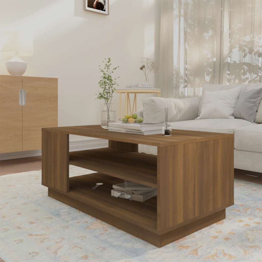 Stolić za kavu smeđa boja hrasta 102x55x43 cm konstruirano drvo