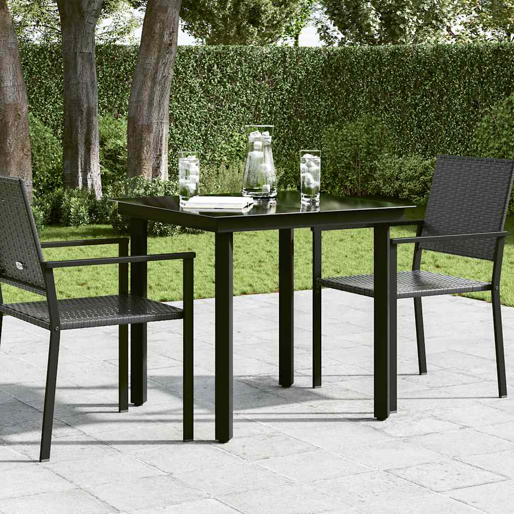 Vrtni blagovaonski stol crni 80 x 80 x 74 cm od čelika i stakla
