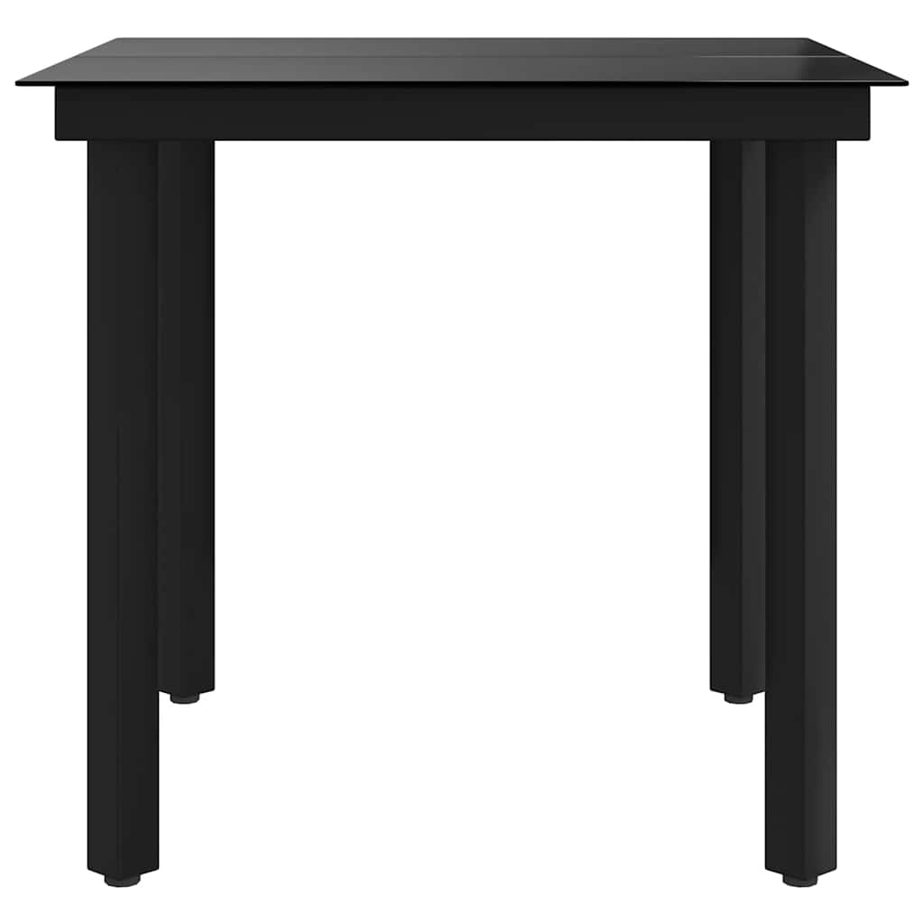 Vrtni blagovaonski stol crni 80 x 80 x 74 cm od čelika i stakla