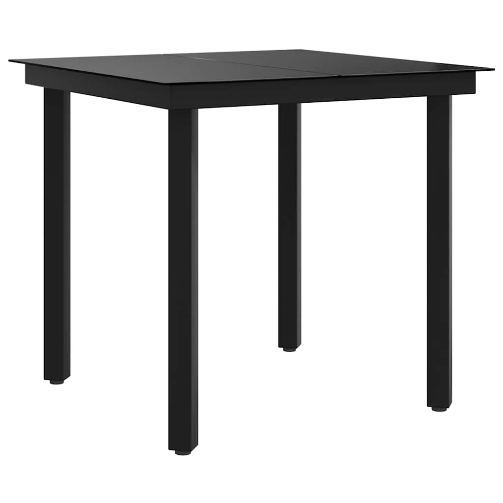 Vrtni blagovaonski stol crni 80 x 80 x 74 cm od čelika i stakla