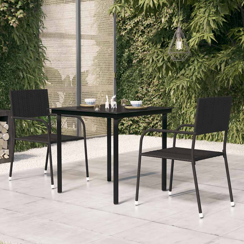 Vrtni blagovaonski stol crni 80 x 80 x 74 cm od čelika i stakla