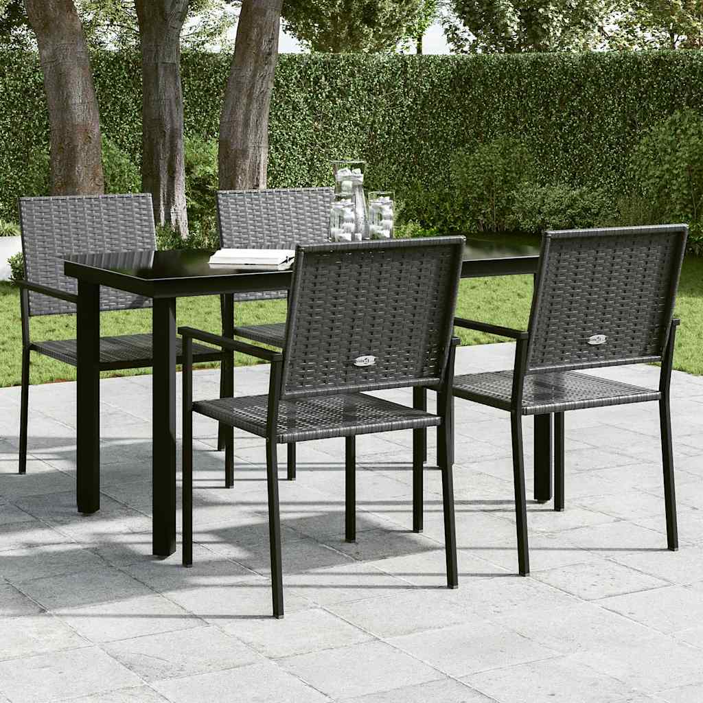 Vrtni blagovaonski stol crni 140x70x74 cm od čelika i stakla