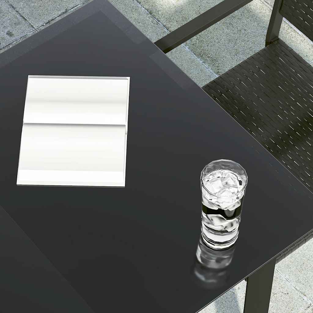 Vrtni blagovaonski stol crni 140x70x74 cm od čelika i stakla