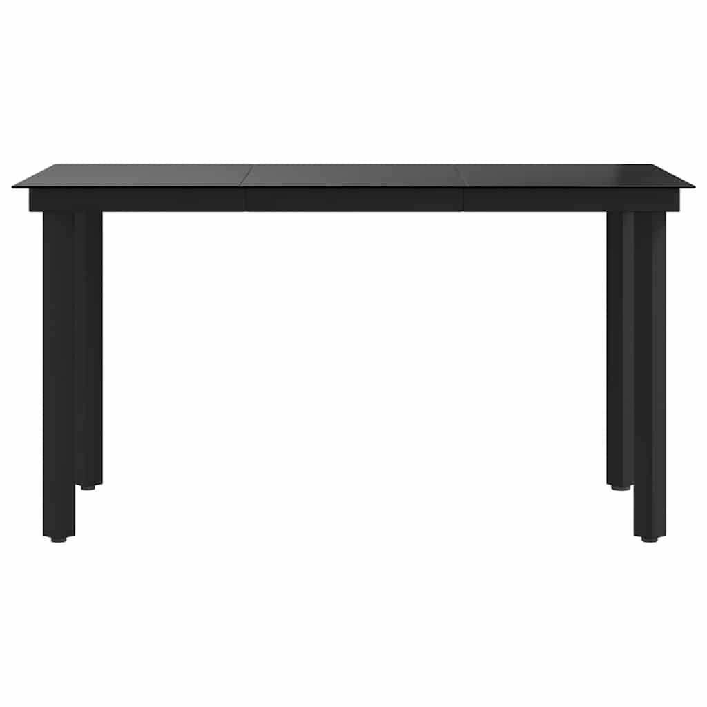 Vrtni blagovaonski stol crni 140x70x74 cm od čelika i stakla