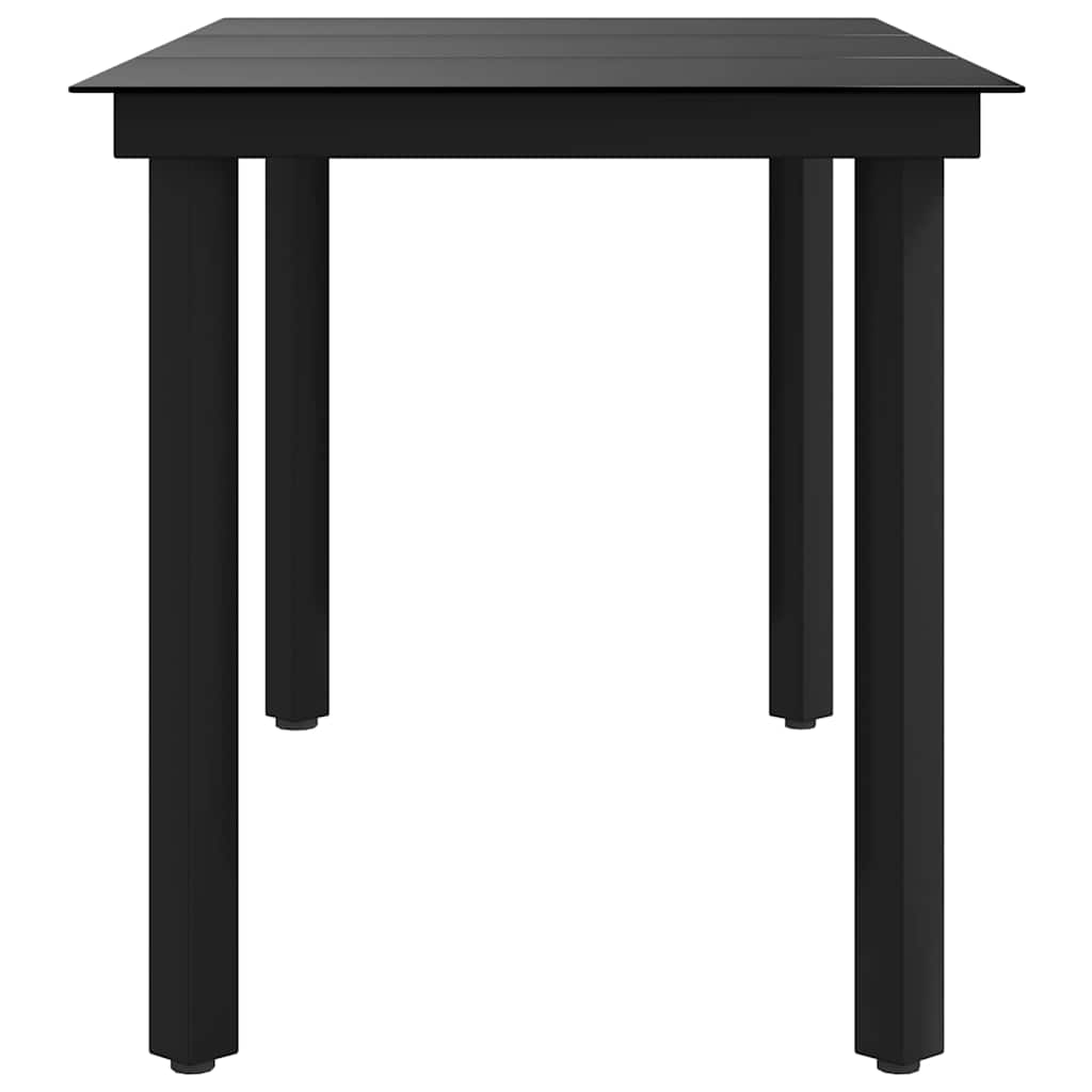 Vrtni blagovaonski stol crni 140x70x74 cm od čelika i stakla