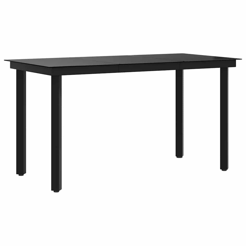 Vrtni blagovaonski stol crni 140x70x74 cm od čelika i stakla