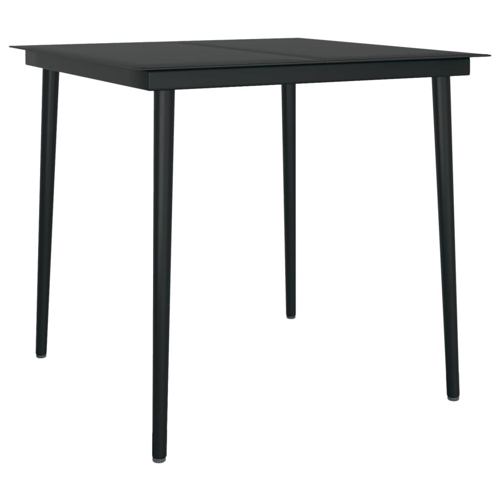 Vrtni blagovaonski stol crni 80 x 80 x 74 cm od čelika i stakla
