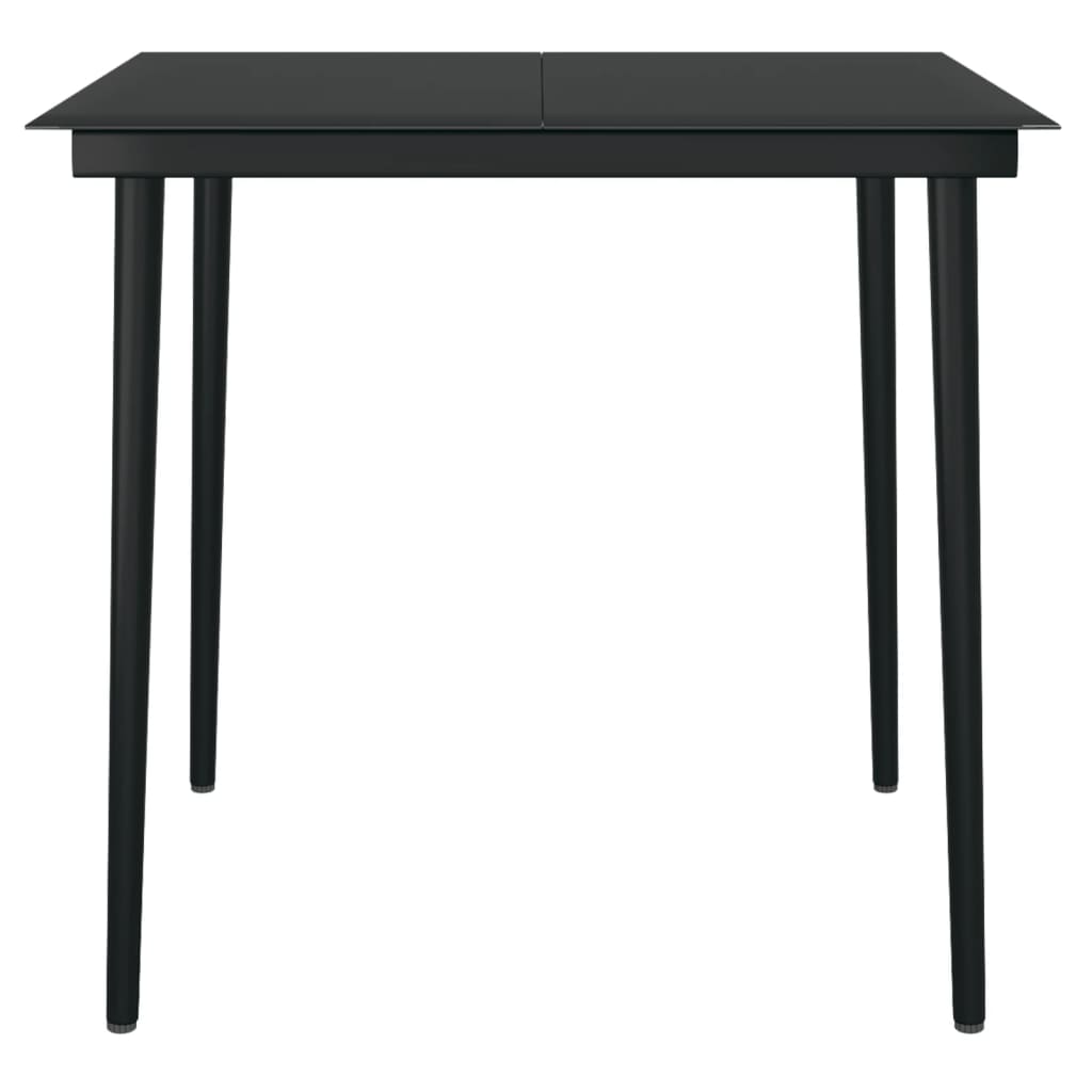 Vrtni blagovaonski stol crni 80 x 80 x 74 cm od čelika i stakla