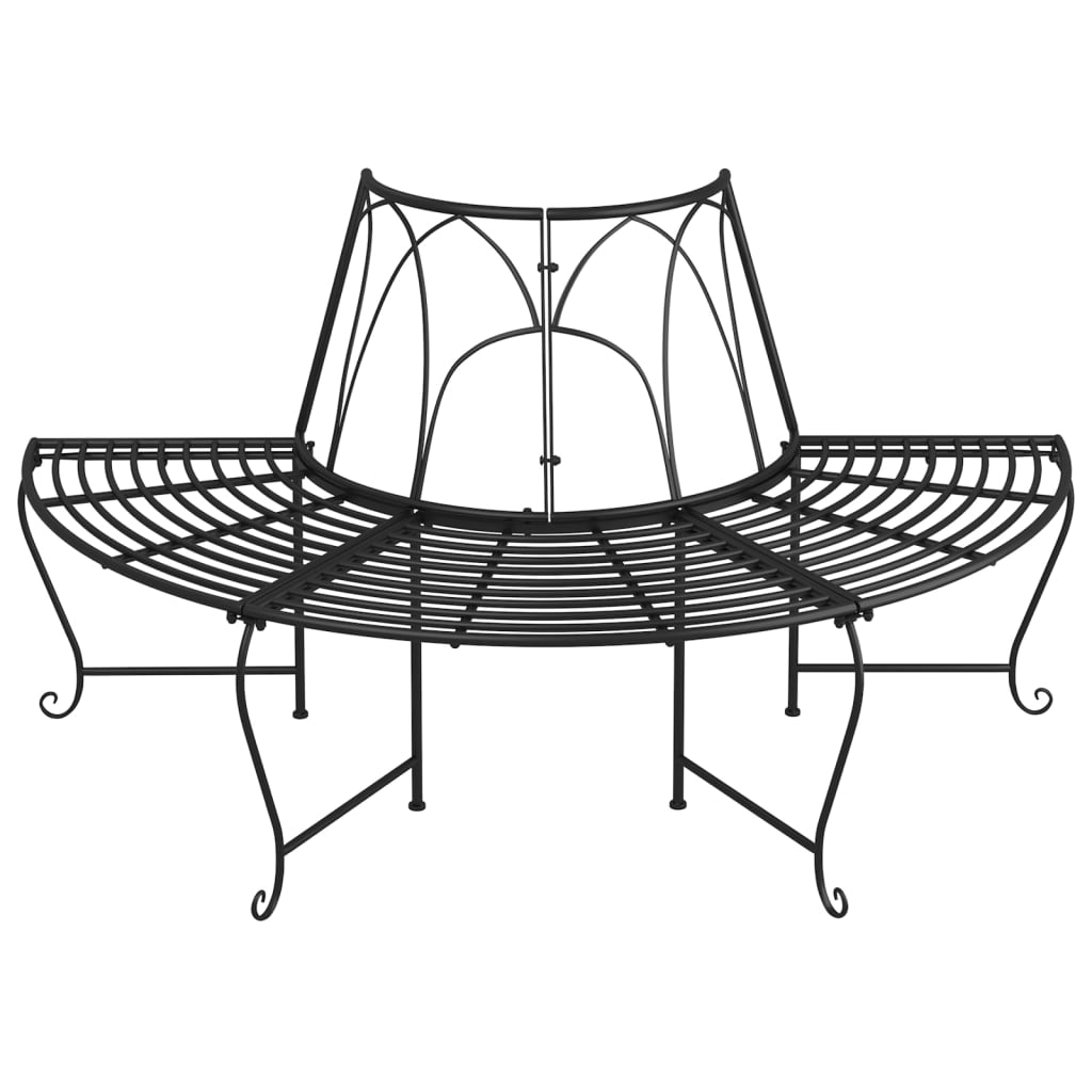 Polukružna klupa oko stabla Ø 159 cm crna čelična