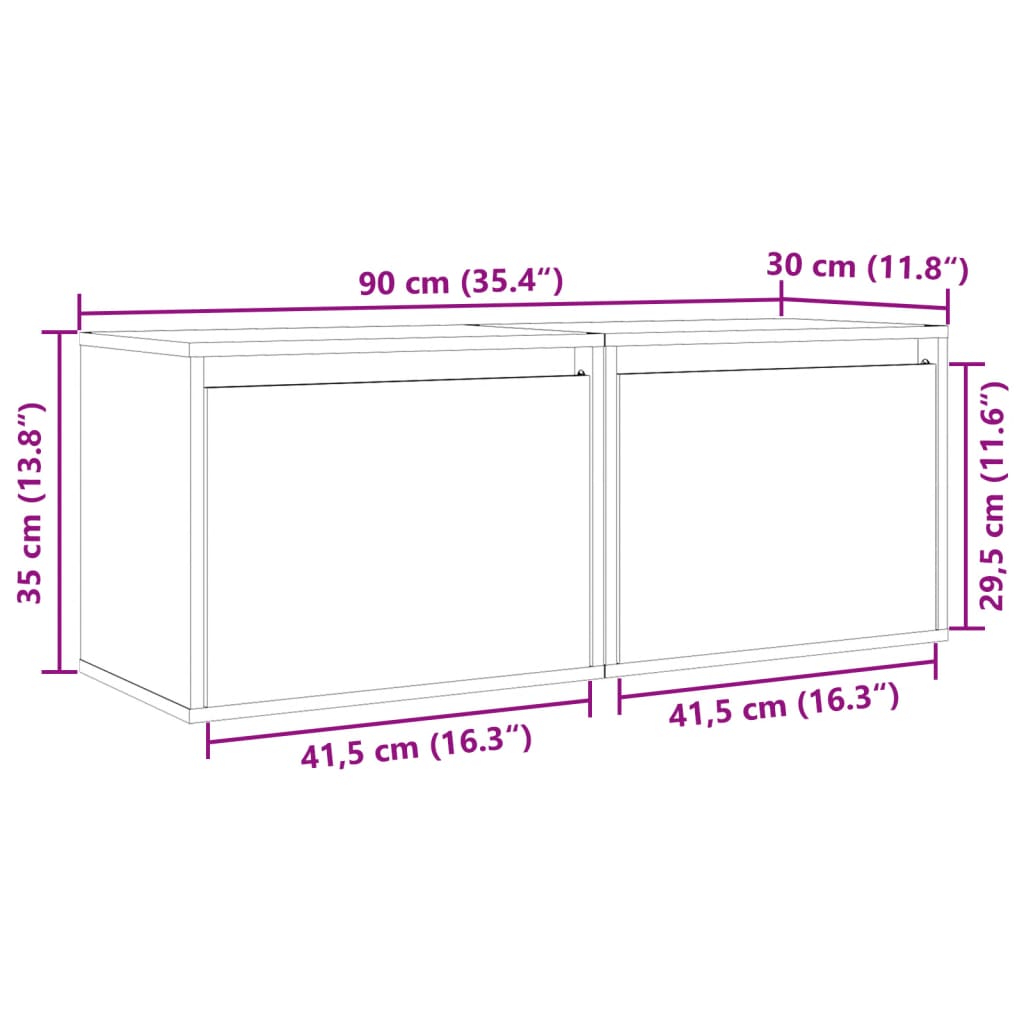 Zidni ormarići 2 kom bijeli 45 x 30 x 35 cm od masivne borovine