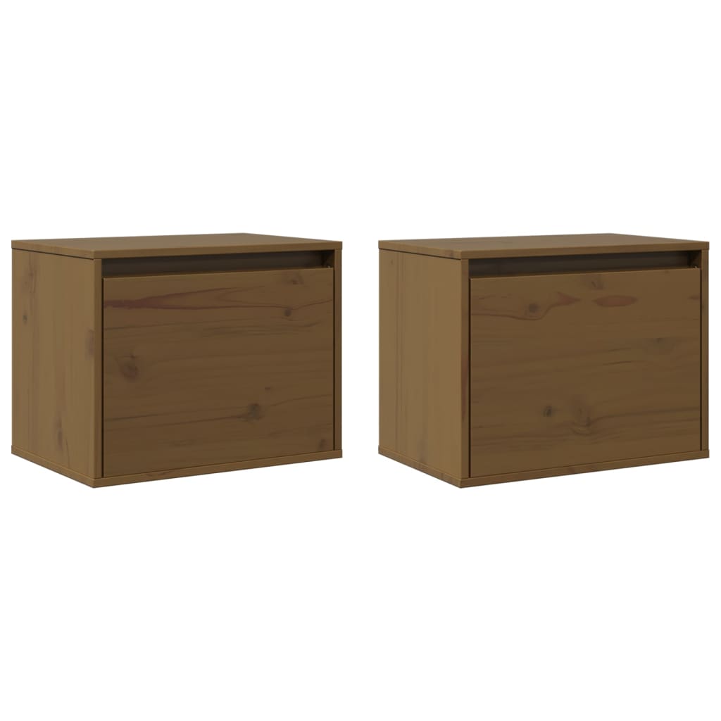 Zidni ormarići 2 kom boja meda 45x30x35 cm od masivne borovine